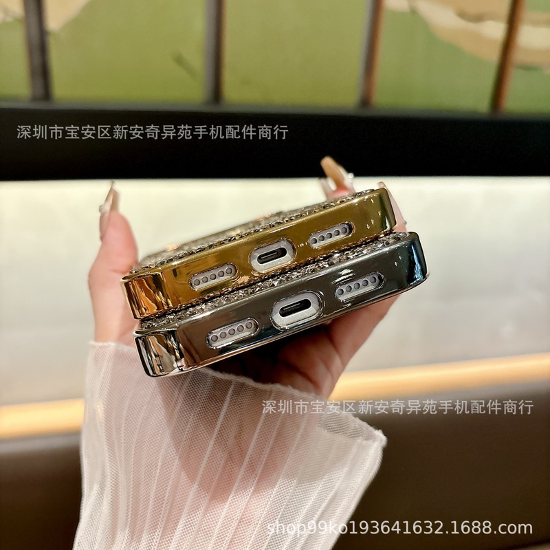 电镀轻奢水钻磁吸保护套适用iPhone17Promax跨境爆款苹果16手机壳|undefined
