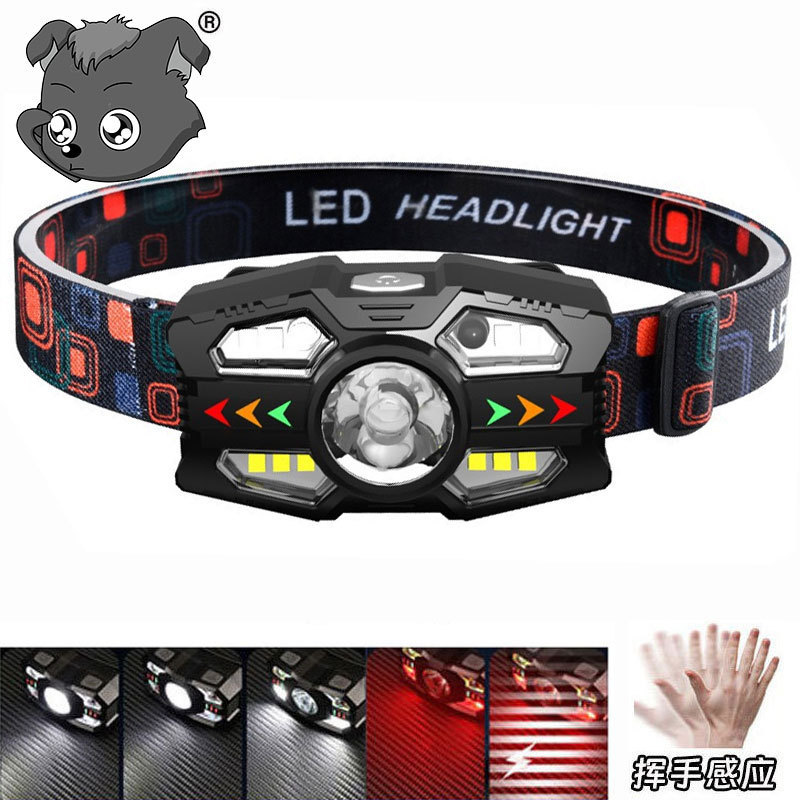 Private Model Multifunctional Induction Headlight with Strong Light and Long Battery Life Mini Lamp Outdoor Portable Charging Running Small Headlight