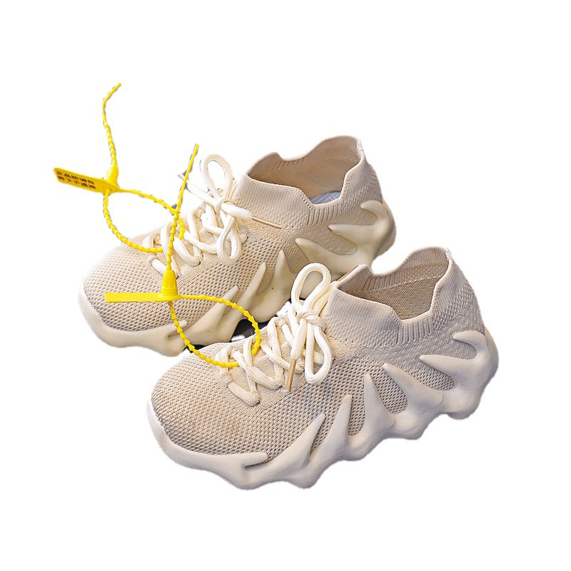 Nuevos zapatos de coco para niños niñas de otoño transpirable zapatos tejidos voladores de fondo suave deslizamiento-En Internet celebridad corriendo niños zapatilla de deporte