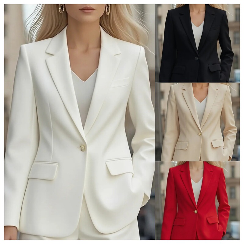 2025 Amazon Wish Hot Style Autum Long-Sleeved Pure Color Cardigan One-Button Small Suit Jacket for Women 2025 Amazon Wish Hot Style Autum Long-Sleeved Pure Color Cardigan One-Button Small Suit Jacket for Women
