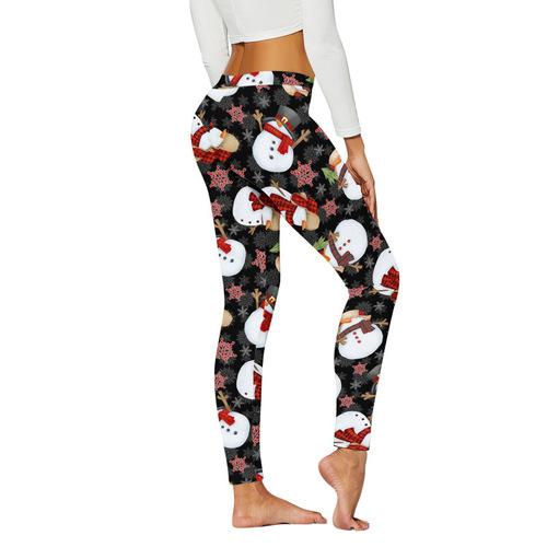 Women's Cross-Border Yoga Christmas 2024 Digital Pants Western Pants Christmas Elastic Bottoms New Women's Autumn Pants