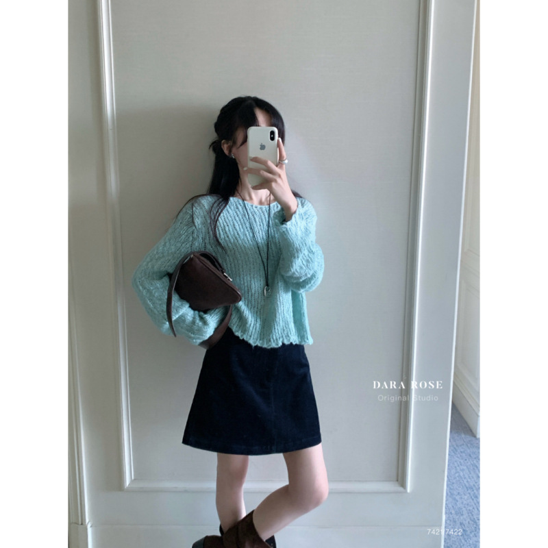 DARA ROSE-糯圆领针织毛衣甜美显瘦百搭长袖毛衣(30)S7421|undefined