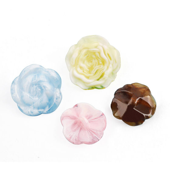 Fashion Flower Button Knitwear Sweater Shirt Button Coat Jacket Flower Button Rose Flower White Decorative Buckle