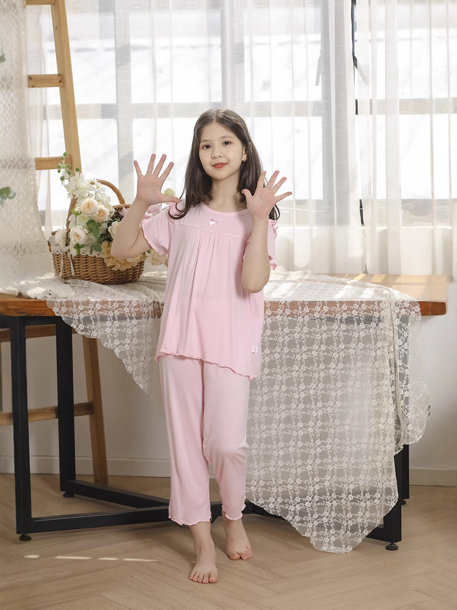 Ropa de primavera y otoño para niños, ropa de aire acondicionado de verano, niñas coreanas sueltas pijamas de manga larga