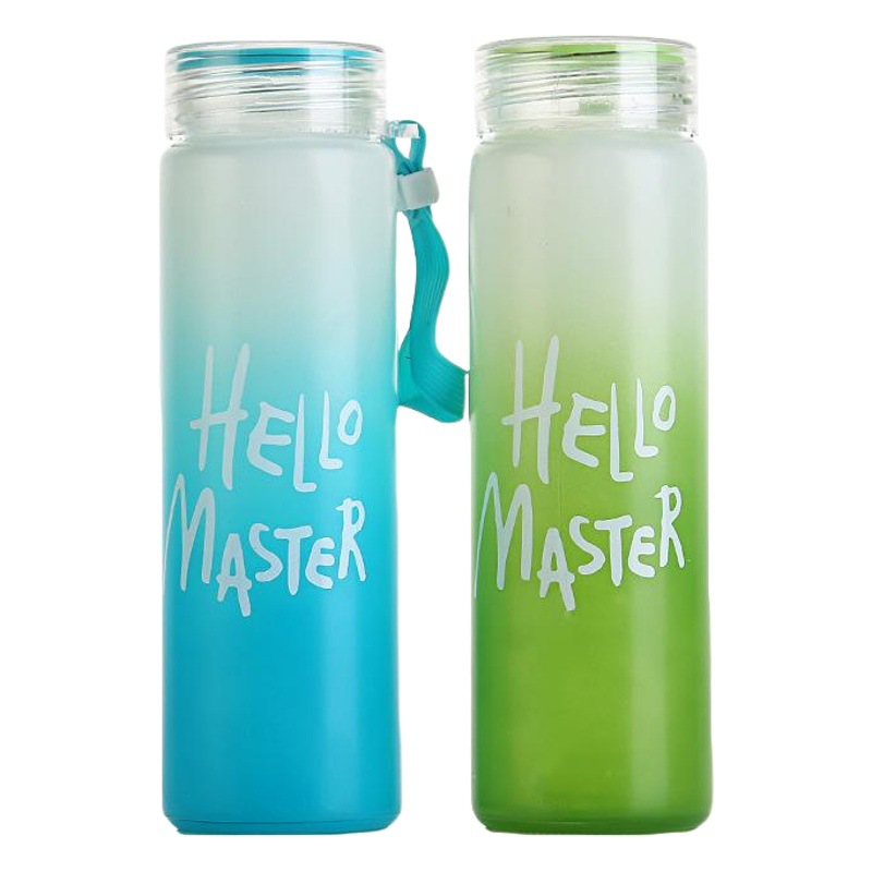  Taza de vidrio esmerilada, diseño de gradiente de color, práctica para estudiantes, taza portátil y creativa.