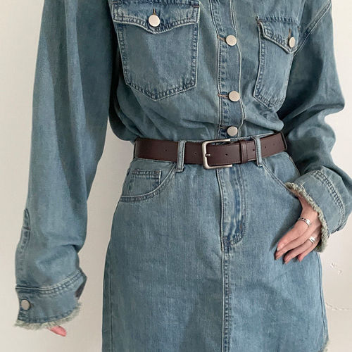 South Korea's 2024 new black belt for women, American retro niche, simple and versatile decorative jeans belt for men