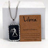 Three dimensional chain stainless steel, double-sided zodiac signs, necklace hip-hop style, pendant, cards, new collection