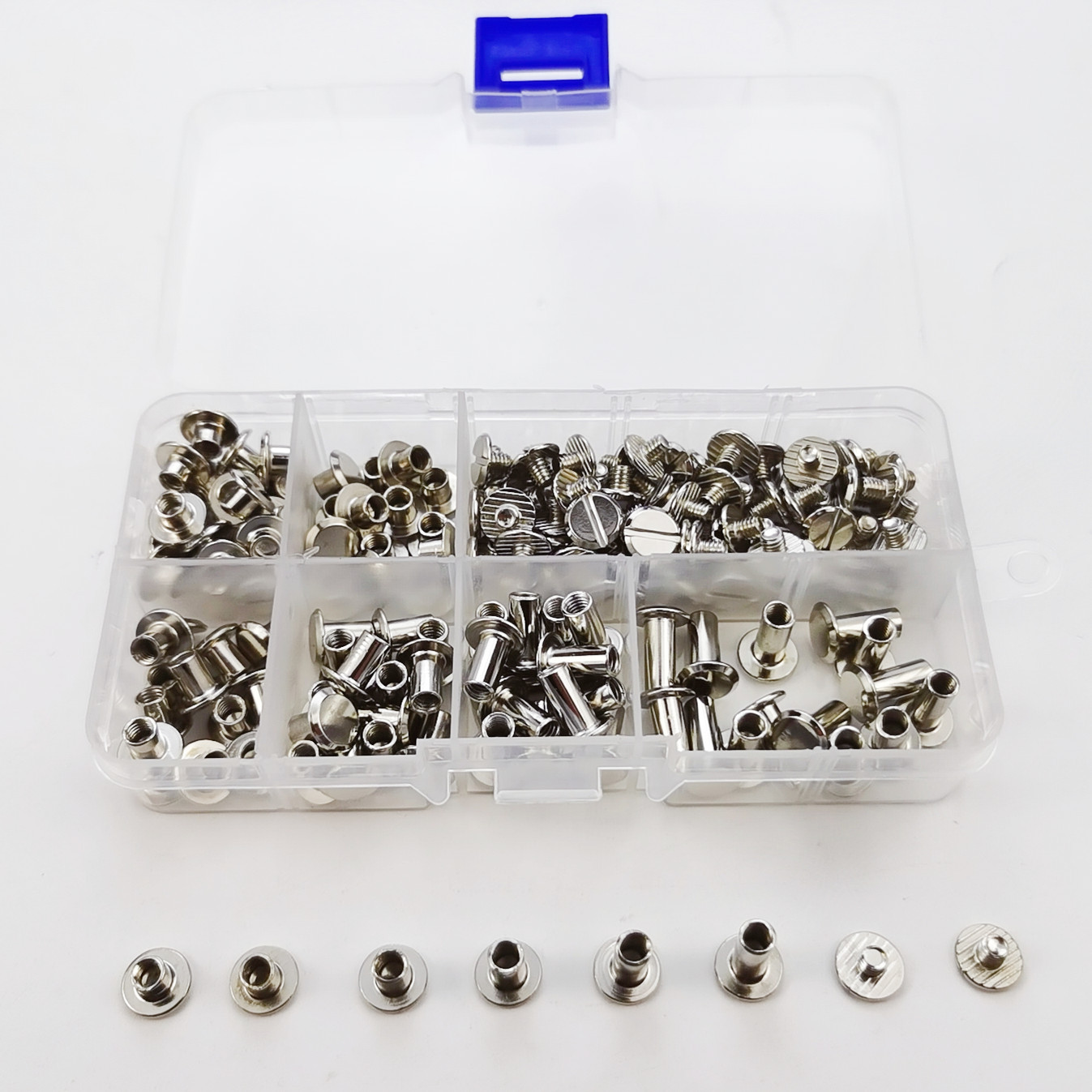 90 sets de 6 tamaño tornillo de la correa de hierro mancuerna bolsa de accesorios Heshang cabeza plana remache suministro transfronterizo