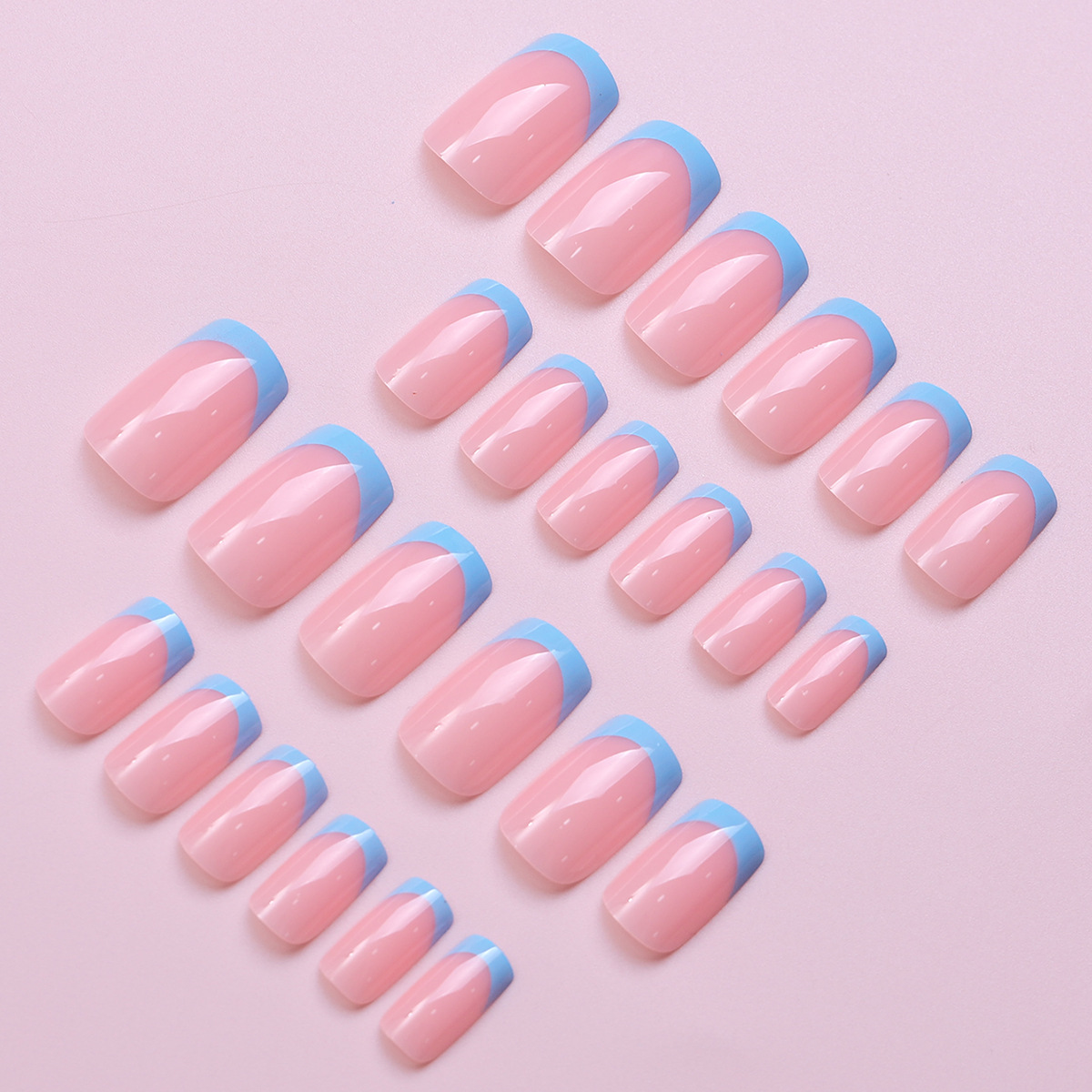 120 piezas de uñas de alta calidad, caja azul, estilo francés, simple, moda para usar piezas de uñas falsas.