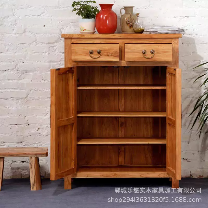 新中式实木餐边柜榆木储物柜客厅靠墙家用收纳边柜简约矮厂家批发