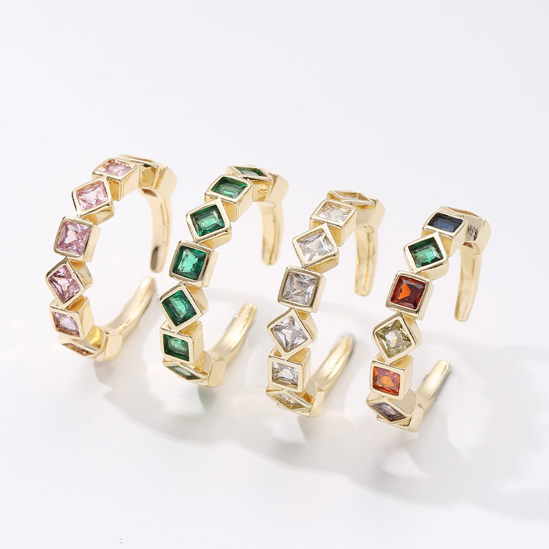 Fashion Square Copper Plating Zircon Open Ring display picture 2