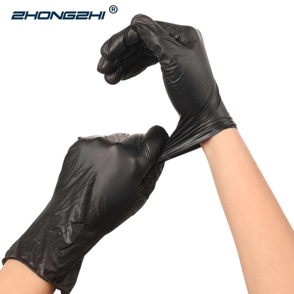 一次性合成丁腈手套黑色指麻防滑高弹食品级复合丁腈手套厂家批发