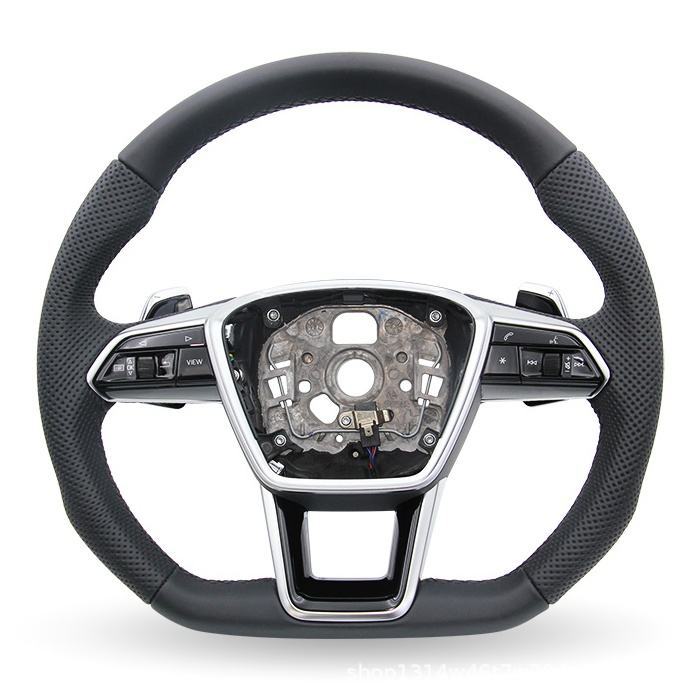 Factory Direct Supply Suitable for Audi A4L/A6L Sports Models, Genuine Leather Steering Wheel Assembly with Multi-Function Buttons and Paddles