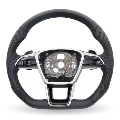Factory Direct Supply Suitable for Audi A4L/A6L Sports Models, Genuine Leather Steering Wheel Assembly with Multi-Function Buttons and Paddles (Steering wheel) - black-1