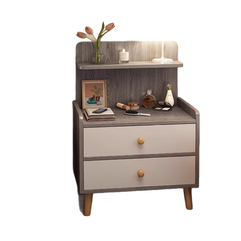 Mesa de cabecera simple, moderna, ligera, lujosa, alta sensación de gabinete de cabecera, dormitorio doméstico, pequeño gabinete de almacenamiento para alquiler de habitaciones