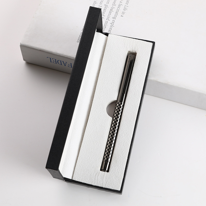 Pluma de firma de metal comercial de alta calidad, caja de regalo, logotipo personalizado, publicidad, grabación de pluma neutra