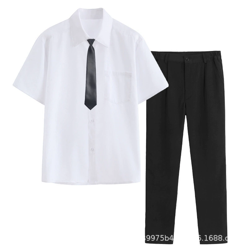 Uniform, shirt, student pleated skirt, set, long-sleeve, brace, with embroidery