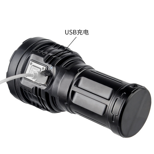 Cross-border strong light flashlight outdoor emergency lighting household multi-function usb charging with side light plastic flashlight