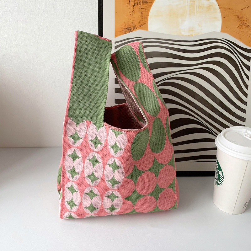 Bolsos, diseño de nicho femenino, bolso de punto personalizado, bolso tejido de un solo hombro de punto de todo fósforo, bolso de mano, bolso de mano