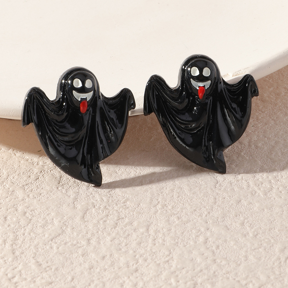 Ez3817 Cross-border European And American New Halloween Earrings Simulation Plastic Ghost Face Pumpkin Death Ghost Festival Earrings display picture 4