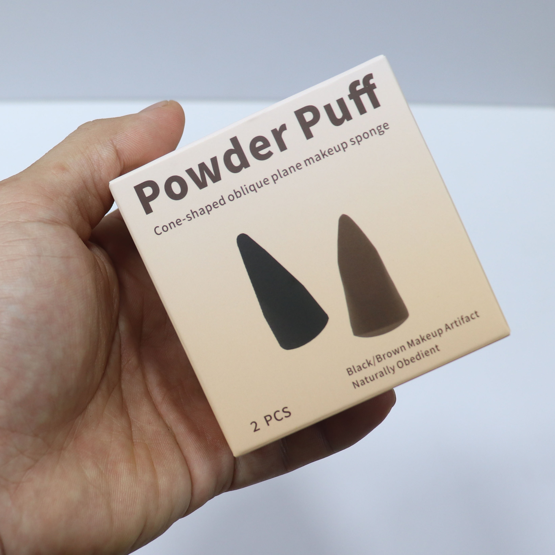 Huevo de maquillaje de belleza, soplo de maquillaje, negro clásico, variedad de formas, maquillaje de forma especial, huevo, herramienta de goteo de corte oblicuo sin látex