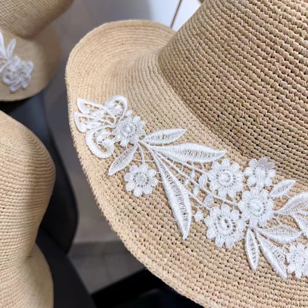 Hepburn Style Bowknot Lace Raffia Straw Sun Hat For Women_voghion.com