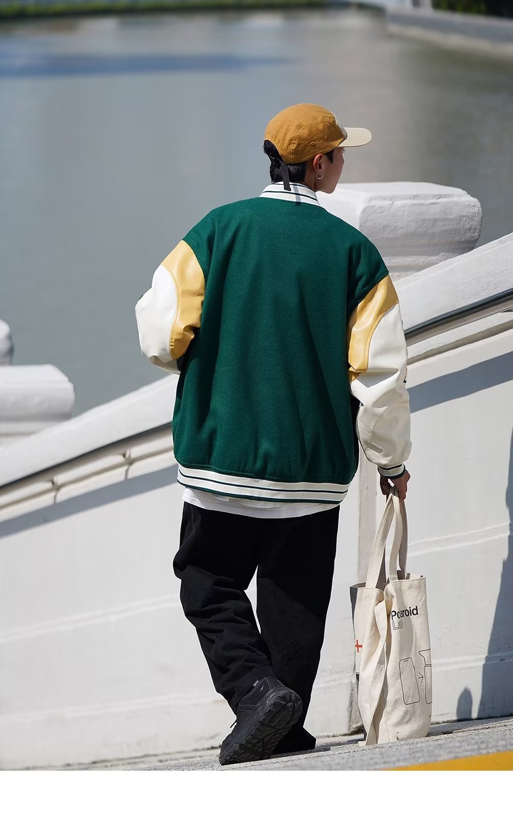 Giacca da baseball uomo a contrasto stile coreano trendy urban_voghion.com