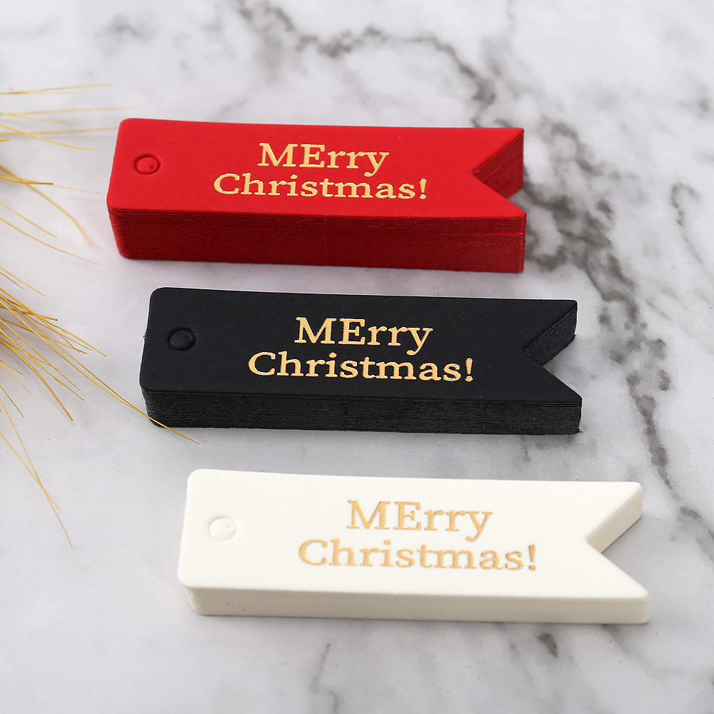 217圣诞快乐吊牌2023新款Merry Christmas挂牌烫金燕尾圣诞节卡片