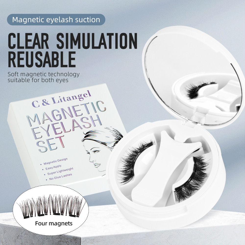 跨境亚马逊新款热卖磁吸假睫毛厂家批发磁吸便携一体睫毛欧美浓密