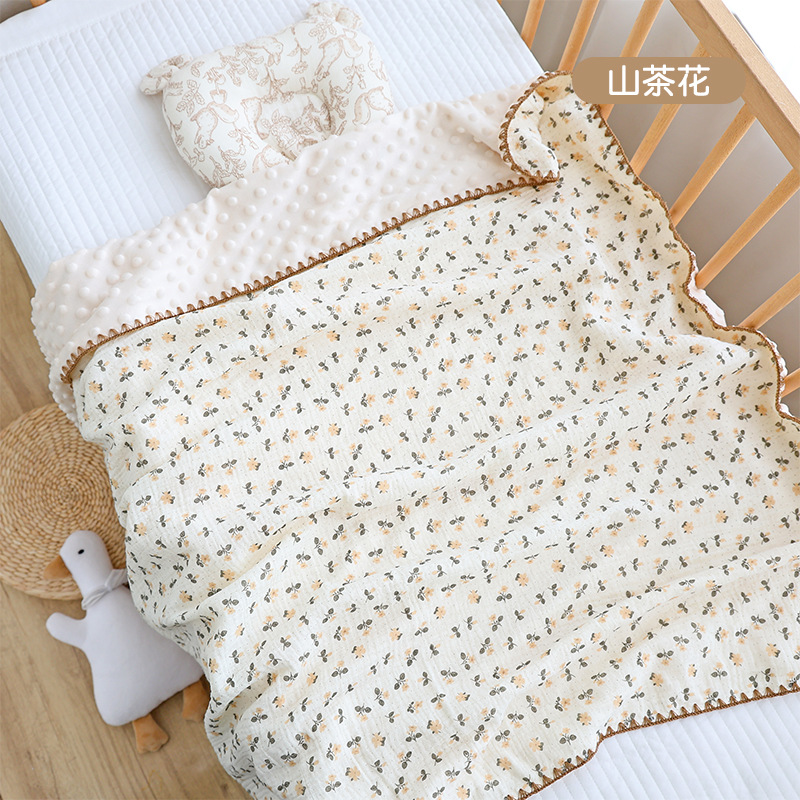 Venta al por mayor de dibujos animados Cuatro Estaciones edredón de bebé crepe manta de frijol recién nacido niños kindergarten edredón de bebé