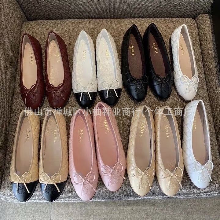 High-End Chanel-Style Shoes with Double C Logo, Women's Flat Ballet Shoes, Classic Color-Blocking Bowknot Single Shoes, Casual Granny Shoes High-End Chanel-Style Shoes with Double C Logo, Women's Flat Ballet Shoes, Classic Color-Blocking Bowknot Single Shoes, Casual Granny Shoes