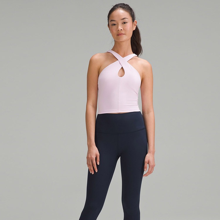 LULU bottom outerwear chaleco de hueco cruzado una pieza de cuello colgante ropa interior de yoga de mujer sujetador deportivo para uso exterior
