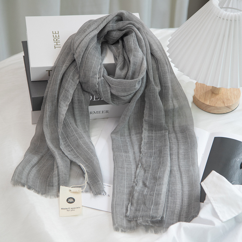 Scarf Classification Women's Simple Style Solid Color Cotton And Linen Scarf