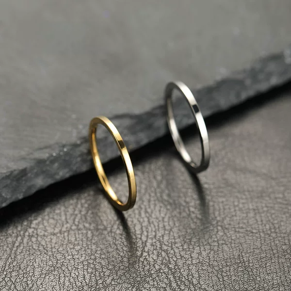Cross-border titanium steel ring women's 2mm inner ball flat bright smooth surface niche couples plain ring stainless steel jewelry