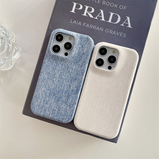 Apple 15promax simple mobile phone case iphone14 Denim canvas 12 for 13 half pack 16 protective case xr