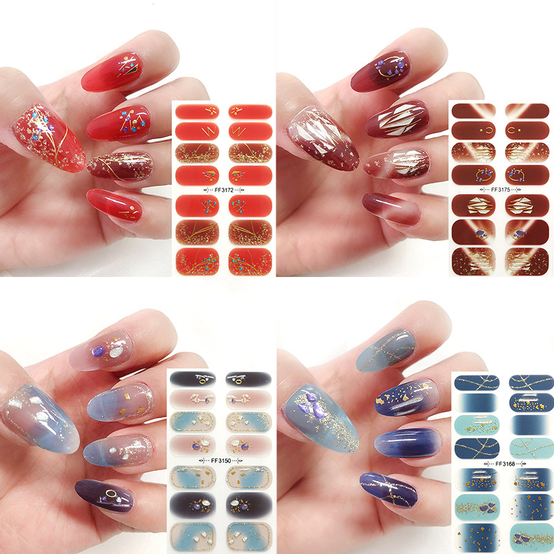 Yijie Spot colour 3d Fangzuan Nail stickers Gilding laser Nail enhancement Gum paste solar system lattice convenient Nail enhancement