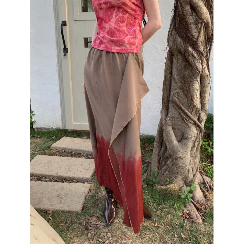 Dyed overskirt irregular design skirt summer new suit