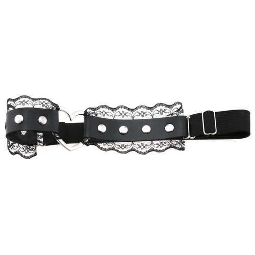 European and American non-mainstream trendy peach heart hole lace mesh lace leg ring leg belt personalized internet celebrity performance garter belt