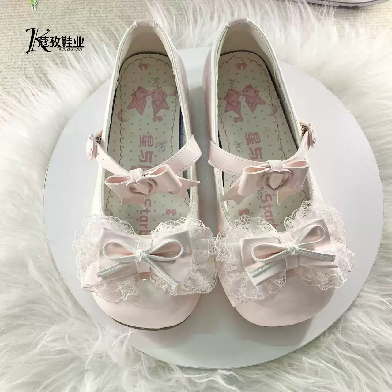 原创lolita蕾丝蝴蝶结玛丽珍皮鞋圆头低跟洛丽塔小皮鞋JK公主鞋