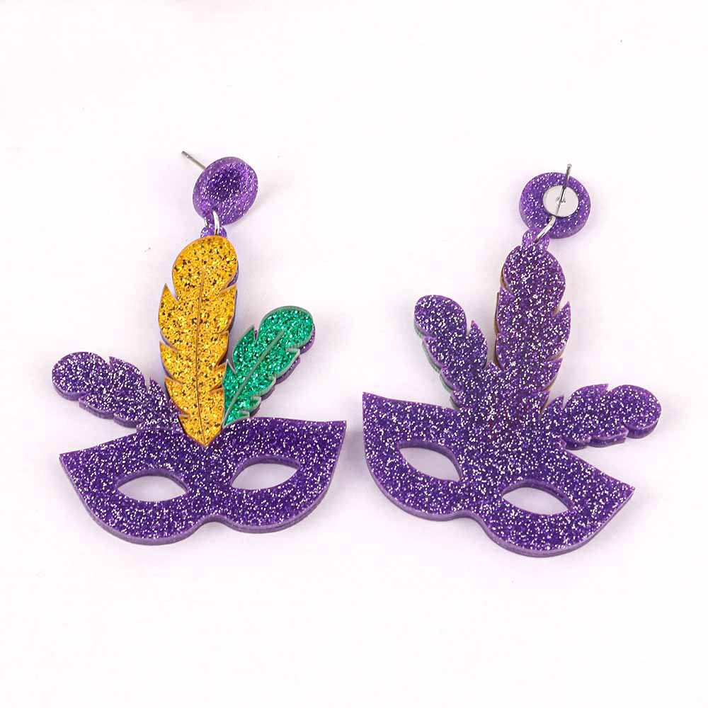1 Pair Exaggerated Mask Arylic Plating Womenu0027S Drop Earrings