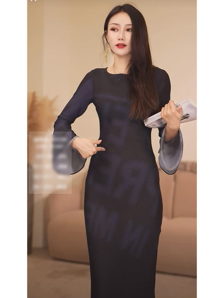 Đầm maxi nữ thắt eo kiểu Pháp tinh tế cao cấp FL240306 — Màu đen chi tiết 3