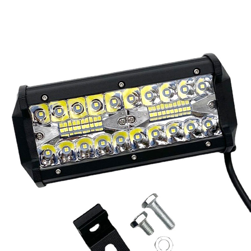 Venta al por mayor de tres filas de focos de 120W para motocicletas vehículos todoterreno especiales accesorios de modificación de vehículos LED luz de barra larga