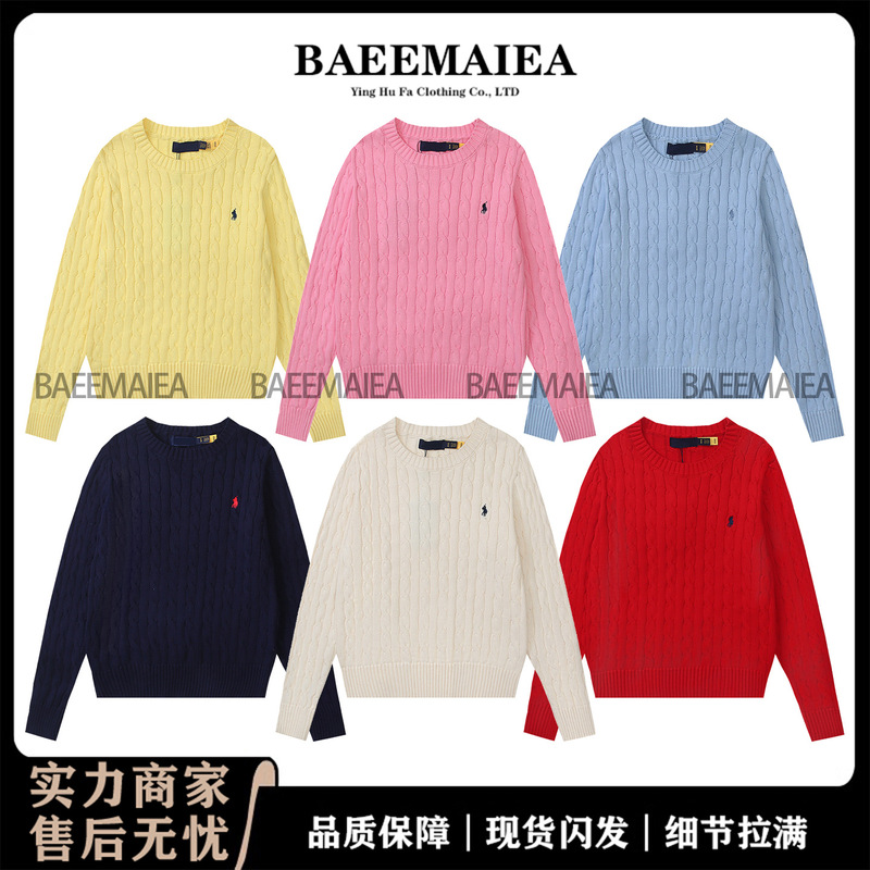Cross-Border Rl Knitwear Autumn and Winter New Men's and Women's Twist Pony Logo Embroidered Paul Round Neck Long-Sleeved Knitwear Trendy Cross-Border Rl Knitwear Autumn and Winter New Men's and Women's Twist Pony Logo Embroidered Paul Round Neck Long-Sleeved Knitwear Trendy