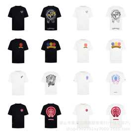 跨境26ss正确版克罗夏季爆款chromeheart梵文圆领短袖T恤男女同款