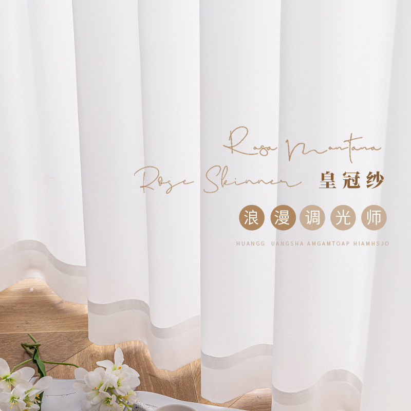 Cortina de gasa de corona, cortina de gasa, transparente, impermeable, sala de estar, balcón, pantalla de ventana, protección solar, aislamiento térmico, gasa blanca 2025 nuevo