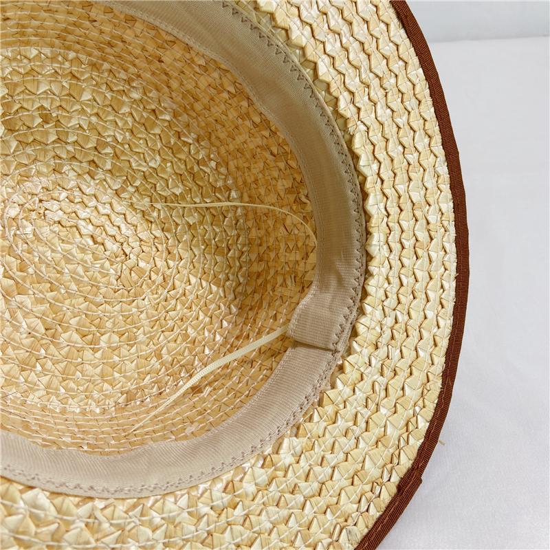French Flat Top Straw Hat Elegant British Wheat Straw Beach Summer Hat display picture 3