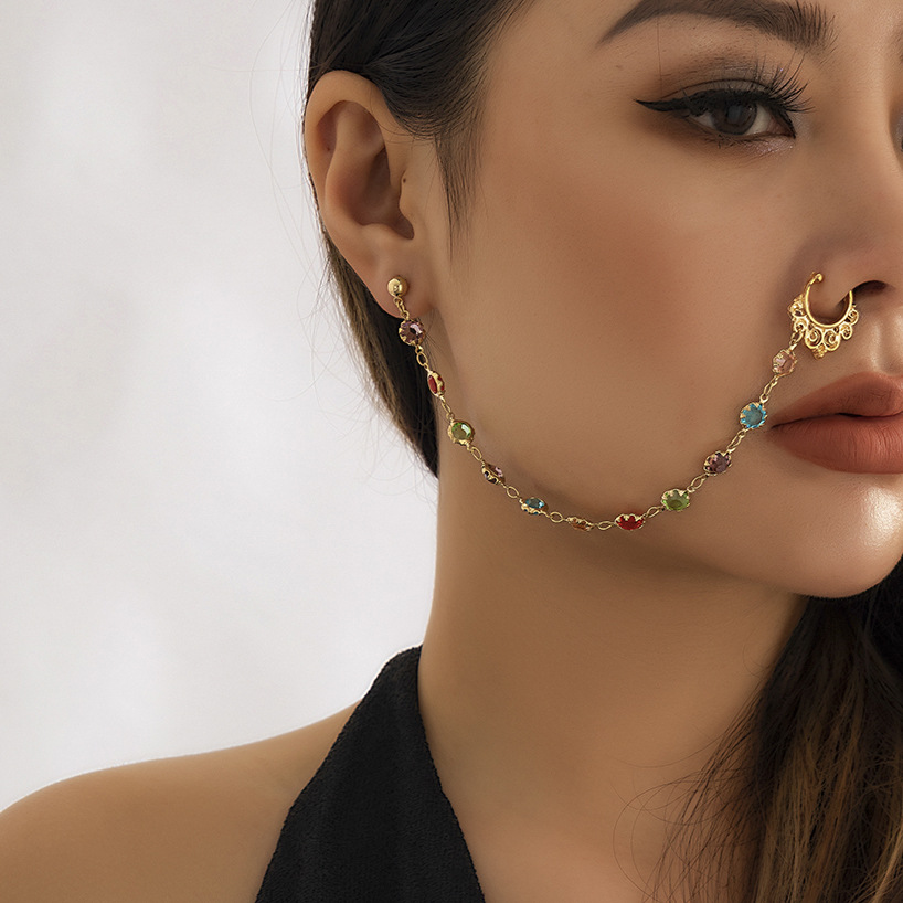 European and American jewelry, ethnic style, Su style, no punching nose studs, nose accessories, sweet and cool earrings, puncture nose rings_voghion.com