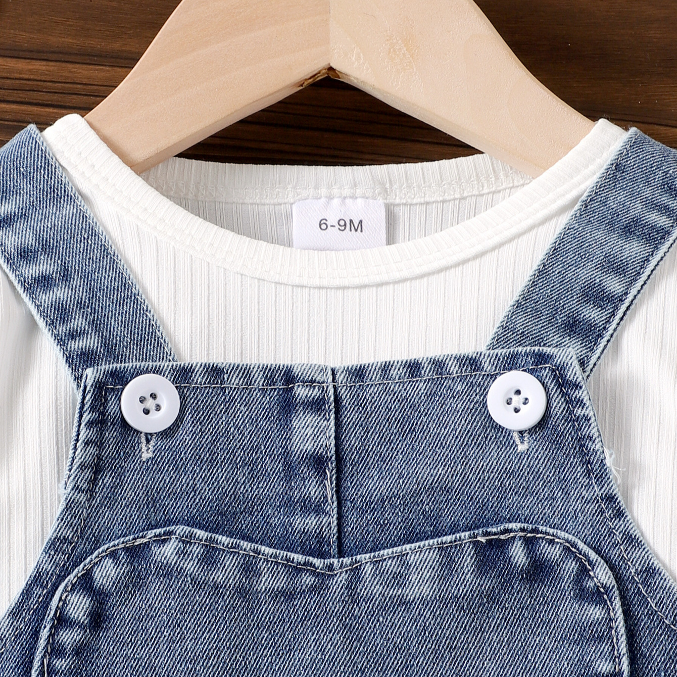 Spring Autumn Ribbed Long Sleeve Cute Bow Denim Set Toddler Girls Overall Dress Two Pieces_voghion.com