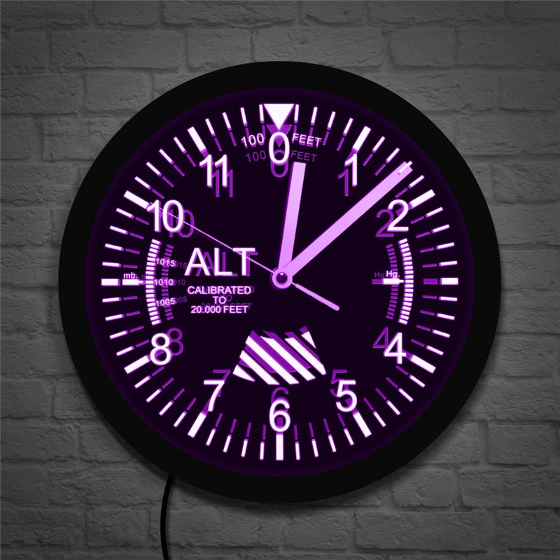 LED luminous wall clock black wall clock aircraft pilot altimeter measurement home decoration clock wall clock cross border