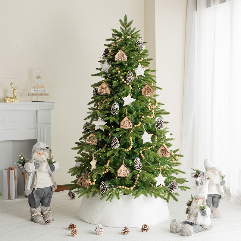 Decoración navideña para el hogar, adornos artificiales, paquete de decoración navideña con luces, modelo grande nuevo 2024